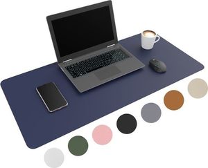 WURK [90 cm x 43 cm]  Schreibtischunterlage Kunstleder Inklusive Kabelclip - Mauspad - Große Schreibunterlage - Mauspad XXL - Rutchfeste Unterlagenmatte - Desk Mat (Blau)