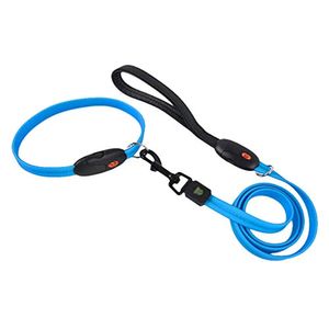 USB wiederaufladbare LED-Halsbänder und Leinen 3 Modi Ultrahell blinkendes Welpenhalsband Erhöhte Sichtbarkeit und Sicherheit für Haustiere (Blau Größe M)