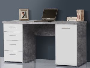 möbelando Schreibtisch Bürotisch Computertisch Arbeitstisch Laptoptisch Büromöbel Balu I Beton/Weiß