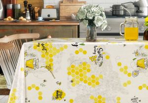 PVC Tischdecke HONEY Biene Bee gelb beige Wachstuch · Breite & Länge wählbar · abwaschbare Tischdecke · AMAZON, Größe:140 x 220 cm
