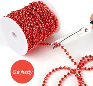 15m Perlenband Perlenkette Perlengirlande Perlenschnur Weihnachten Advent Hochzeit Deko Tischdeko, Rot