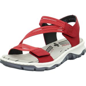 Rieker Damen Sandale Trekking Outdoor Stretch Klettverschluss schmal 68871, Größe:40 EU, Farbe:Rot