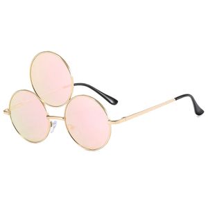 Sonnenbrille, Lustige Sonnenbrille mit Drei Runden Gläsern, Hip Hop UV Schutzbrille Third Eye Sonnenbrille (Rosa)