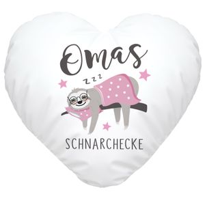 Herzkissen Spruch Omas Schnarchecke Fautier Geschenk für Großmutter Muttertag Geburtstag Weihnachten SpecialMe® weiß Herz-Kissen