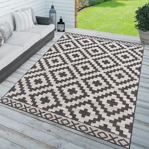 TT Home In-& Outdoorteppich Wetterfest Terrasse Geometrisches Rauten Boho Skandi Design Größe 120x160 cm