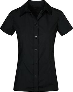 Business Kurzarm-Bluse Damen, Schwarz, M