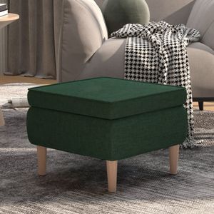 vidaXL Hocker mit Holzbeinen Dunkelgrün Stoff