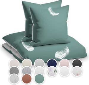 sleepwise Bettwäsche 240x220 Sommer Bettwäsche 3tlg- , Traumhaft Weich, Atmungsaktiv, Bügelfrei & Knitterfrei - Bettbezug Set aus weicher Mikrofaser mit 65x65cm Kissenbezüge, Graugrün/Hellgrau