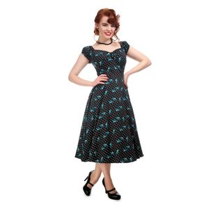 50s retro Polka Dots Tattoo Schwalben Puffärmel Petticoat Kleid v. Collectif, Größe:XS, Farbe:Schwarz