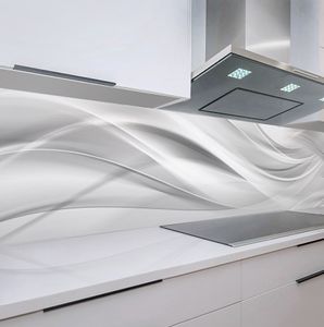 Küchenrückwand  Silver Waves 60x300 cm, robuste ABS-Kunststoff Platte Monolith mit Direktdruck