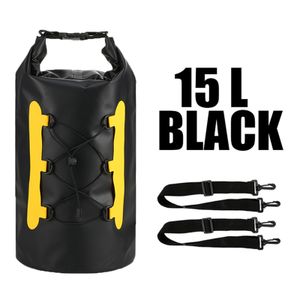 15L Wasserdichter Packsack Sack Dry Bag Trockentasche Packsäcke Wasserfester Packbeutel mit Tragegurt, Schwarz