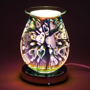 3D Herzen Glas Duftlampe Elektrische Aromalampe Duftaroma Kerzen Ölbrenner Wachs Schmelze Wärmer