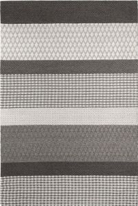 BELIANI Teppich Grau 140 x 200 cm aus Wolle und Polyester Streifenmuster Jacquardgewebt Rechteckig Klassisch