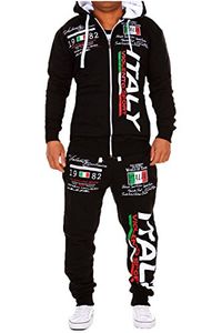 Herren Jogging-Anzug | Sporthose und Kapuzenjacke | Italy-Design 531 Schwarz M