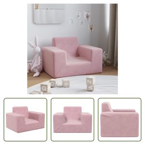 The Living Store Kindersofa Rosa Weich Plüsch