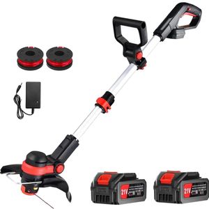 Akku-Rasentrimmer 21V mit 2 Batterie,Freischneider,Motorsense,mit Akku und Ladegerät,mit 2x Spule,Teleskop-Stiel & Zusatzhandgriff Akku-Rasentrimmer 21V mit 2 Batterie,Freischneider,Motorsense,mit Akku und Ladegerät,mit 2x Spule,Teleskop-Stiel & Zusatzhandgriff