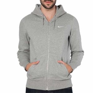 NIKE Fleece FZ Hoody Herren Zip Zipper Kapuzenpullover Sweatshirt Sweater, Farbe:Grau, Bekleidungsgröße:XL