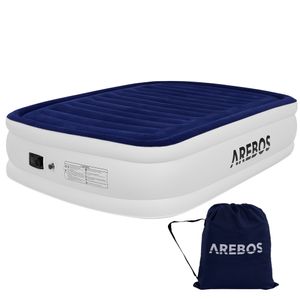 AREBOS Luftmatratze selbstaufblasend Gästebett Bett Matratze Luftbetten mit Pumpe Doppel Blau / Weiß