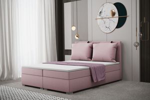 Skriňová posteľ s podnožou a matracom, posteľ do spálne -TERAMO- 120 cm x 200 cm Ružová