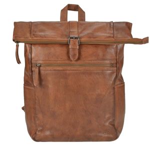 Bear Design Rucksack Leder Damen Herren Rolltop Daypack mit Notebookfach cognac CL40007-cognac