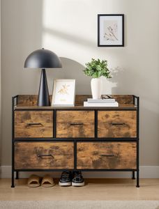 SONGMICS Kommode, Schrank Schlafzimmer, 5 Schubladen mit Griffen, Sideboard