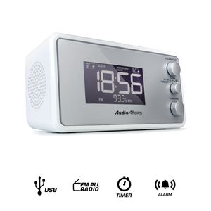 AudioAffairs Radiowecker mit PLL UKW Lautsprecher, 2 Weckzeiten mit Snooze-, Nap- und Sleep-Timer