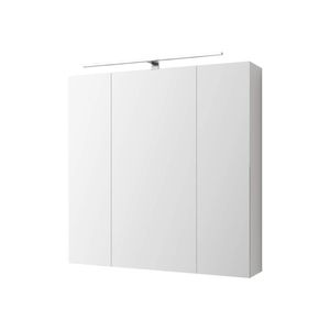ML-Design Spiegelschrank für Badezimmer, 72,4x72x15 cm, Weiß, aus MDF, inkl. 3-Türig mit LED Beleuchtung, Steckdose, Lichtschalter und 6 höhenverstellbaren Glaseinlegeböden, Badschrank Badezimmerschrank Badspiegel Wandspiegel