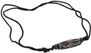 Ethno Amulett, Tibetische Halskette mit Graviertem Stein, Tibetschmuck - Buddha Augen, Braun, Ketten & Modeschmuck für den Hals