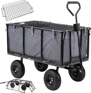 Miweba Bollerwagen MB-550 - Klappbare Seitenwände - Zuladung bis 550 kg - Abnehmbare Polyesterplane (Grau/Schwarz)