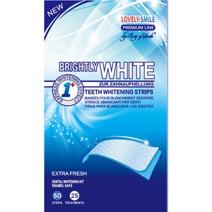 LOVELY SMILE Premium Line 50 Teeth Whitening Strips, WHITE-STRIPS für 25 Anwendungen | Zahnaufhellung ohne Peroxid,Schnelle Wirkung (Sparset 50 Stück)