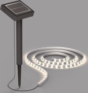 LED Solar Leuchtstreifen 3m Solarleuchte mit Dämmerungssensor Led-Streifen Solarzelle Erdspieß IP44 Aussenbeleuchtung im Silikon Schlauch Licht Warmweiß [Energieklasse A+]
