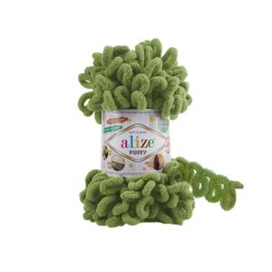 Alize Puffy PREMIUM Wolle Fingerstrick-Wolle, Schlaufenwolle, Chenille Garn, 100gr, 485 - Grün