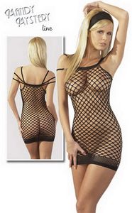 Mandy Mystery lingerie Netzkleid mit 3er Träger S-L - Farbe: schwarz - Größe: S-L