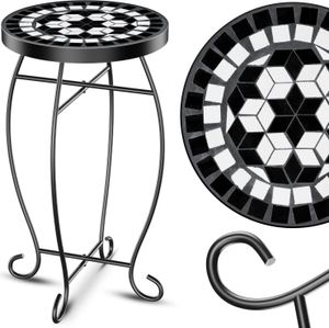 KESSER® Mosaiktisch Bistrotische Blumenhocker Rund 60 x 34 cm Metall Mosaik Beistelltisch Balkontisch Gartentische Terrassentisch Balkon Steinmosaik Garten Gartentisch Indoor Outdoor