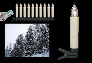 F-H-S LED-Baumkerze kabellos außen warm-weiß incl. AA Batterien 9cm Ø1,5cm warmweiß 10 Kerzen