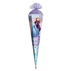 ROTH Schultüte groß Disney Frozen 85 cm Glitter und Glitzerborte eckig Tüllverschluss ROT(H)-Spitze Zuckertüte Schulanfang