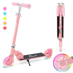 Kinderroller Kinder Roller Scooter Cityroller mit ABEC 7 Lagern, Höhenverstellbar, Faltbarer Lenker, bis 50kg, für Kinder ab 3 Jahren (Rosa)