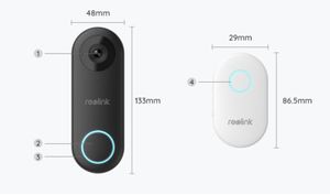 Reolink Video Doorbell WiFi intelligente 2K+ 5 MP Video-Türklingel mit Gong