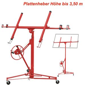 Plattenheber 140-350cm Paneelheber Rigipsplatte Montagehilfe max. 68 kg, Plattenlift Trockenbau, Farbe: Rot
