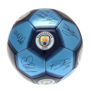 Manchester City FC - Fußball mit Unterschriften TA10698 (1) (Schwarz/Himmelblau)