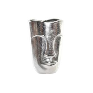 Vase DKD Home Decor Gesicht Silberfarben Aluminium Moderne 18 x 14 x 26 cm