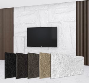 HEXIM Steinoptik Felsen Platten 120x60cm PolyurethanWandverkleidung 0,73qm 3D Paneele Bruchstein Nachbildung Wandpaneele Wanddeko Steinplatte Felswand Wohnzimmer Innenwand weiß (A002-01 White)