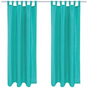 Gardine Alessia im 2er Pack blickdicht mit Schlaufen, Maße: 140x245cm, Farbe: Türkis