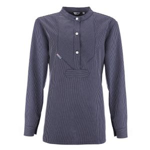 modAS Damen Fischerhemd mit optimierter Schnittführung für Damen - Hemd im traditionellen Finkenwerder-Stil in Blau mit schmalen Streifen Größe 36