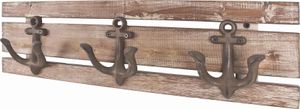 HAKU Garderobenleiste aus Massivholz in mit 3 Garderobenhaken, vintageoptik braun, BxTxH: 50x7x14 cm; 28912