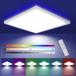 ZMH RGB Dimmbar 28W Deckenlampe Weiß Farbwechsel mit Fernbedienung 3000K-6500K Quadratisch