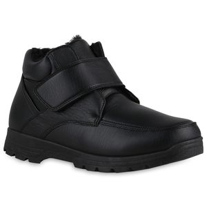 VAN HILL Herren Warm Gefütterte Winter Boots Bequeme Profil-Sohle Schuhe 840524, Farbe: Schwarz, Größe: 45