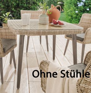 Destiny CORREDA Tisch Esstisch Sitzgruppentisch 98x98 cm beige/weiß - Beine Graufarben - Ohne Stühle -
