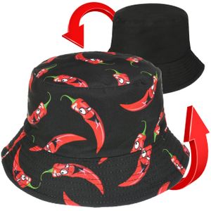 Versoli Bucket Hat - BH07 - Oboustranný letní klobouk Rybářská čepice Sun Hat Sun Protection Uni - CHILI