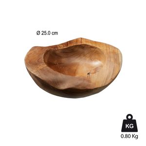 Teak Holzschale 25cm Dekoschale Naturprodukt rustikal Dekoobjekt Holzdeko Schale